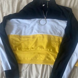 Black white and yellow crop top/sweater